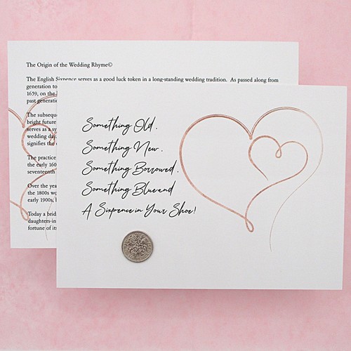 Lucky Sixpence "Origin of Wedding Rhyme©" Wedding Card Queen Elizabeth Coin 9K - Picture 12 of 12