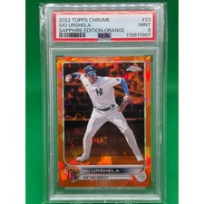 Gio Urshela Orange /25 2022 Topps Chrome Sapphire Edition New York Yankees PSA 9