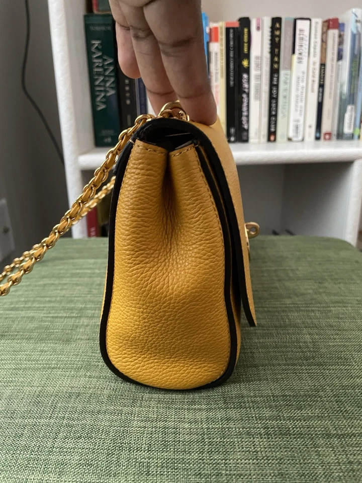 Bolso Bandolera Mulberry Lily Pequeño Cuero Amarillo Profundo Dorado Herrajes Becerro Foto 3 de 4