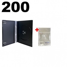 200 PREMIUM SLIM Black Single DVD Cases 7MM 100 New Material  200 OPP Bag