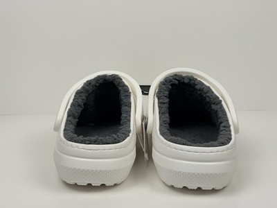 Crocs Mens Classic Lined Slip on Casual Clogs White/grey 
