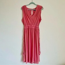 T Tahari I Rose VNeck Maxi Dress I 1X I Sleeveless Elastic Waist Tassel Detail