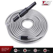 Stainless Steel Metal Garden Water Hose Pipe 25/50/75/100Ft Expandable Flexible