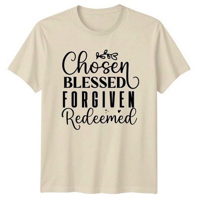 Chosen Blessed Forgiven Redeemed T-Shirt Faith Apparel Christian Geschenk