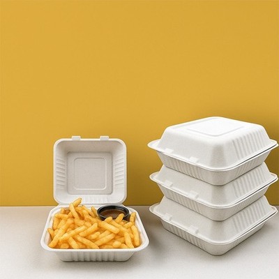 9'' x 9'' Einweg Bagasse Lebensmittel Brotdose Umweltfreundlich Einweg Behälter SH09