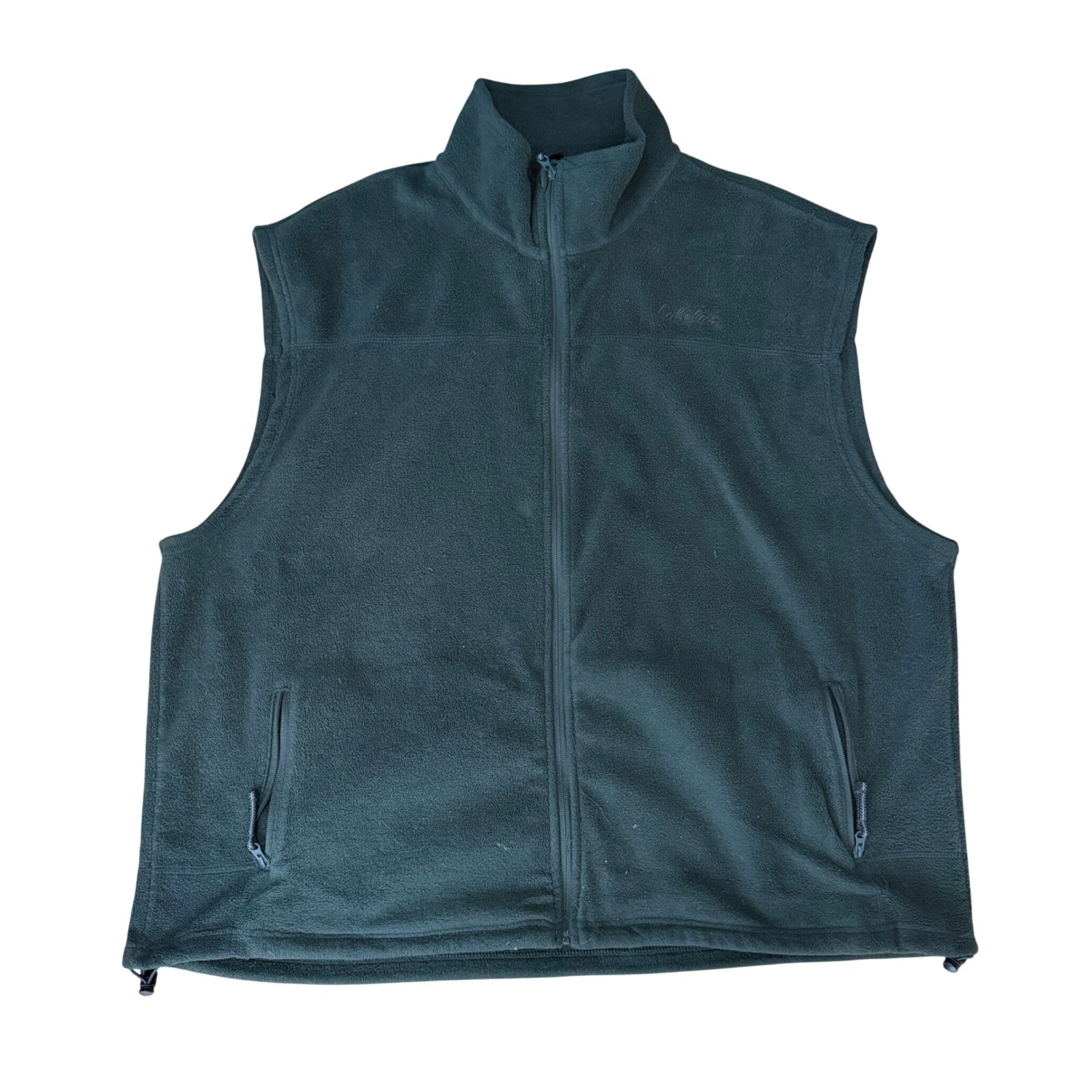 Cabelas Mens 2XL Fleece Vest Forest Green Full Zip Outdoor Casual Minimalist