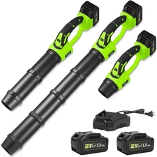 Cordless Electric Leaf Blower, 21V Small Handheld Leaf Blower with 2X 3.0Ah B...