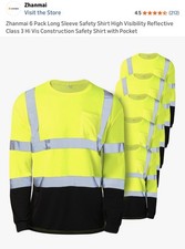 6 Pack Hi-Visibility Safety Workwear Long Sleeve Shirt Top Reflective XL