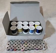 Box Of Sewing Thread - 10 Spools  33 Mini Spools Of Various Colors