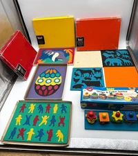 LOT (7) Vintage Lauri Crepe Foam Puzzles + Shape & Color Sorter Development Toys