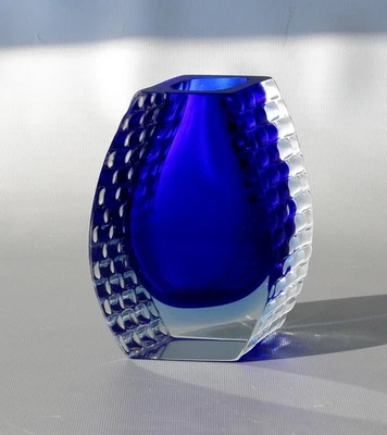 Murano Glasvase geometrische Form, Mandruzzato, H.  ~ 15cm, ~ 1,1kg, ~ Vintage - Bild 1 von 4