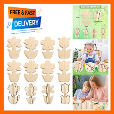 Unfinished Wood Crafts 3D Flower Shape Sets for Painting, Spring Wooden Slices