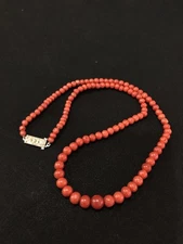 22 g. Vintage  Red Coral Necklace Natural Undyed Beads