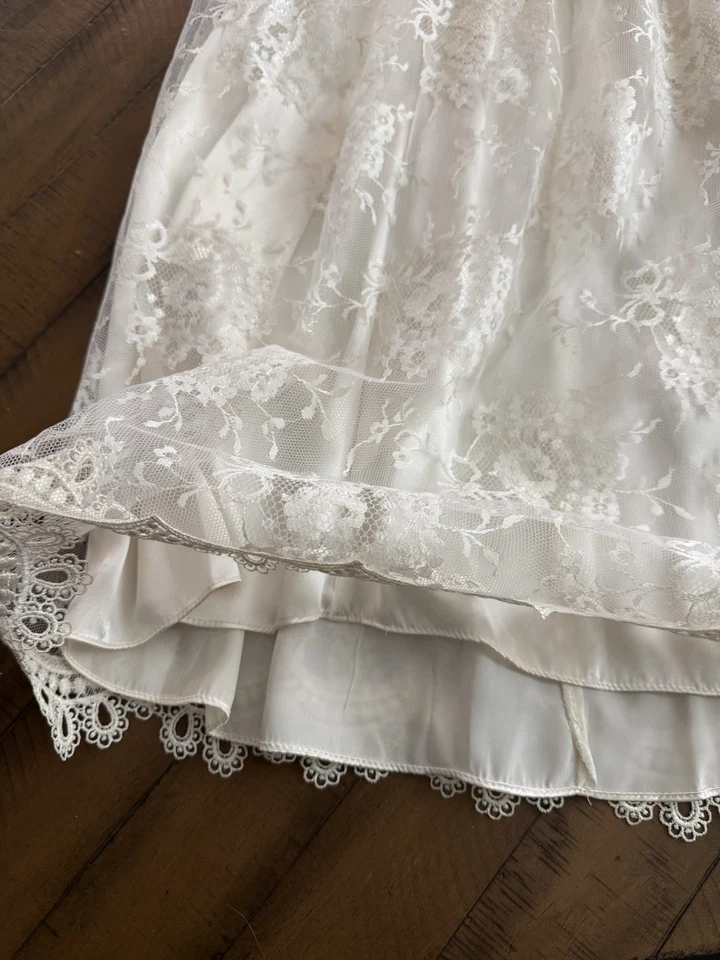 Vintage 80s JESSICA MCCLINTOCK BRIDAL Gunne Sax Dress Lace Cottagecore Ivory 14 - Image 2 of 4