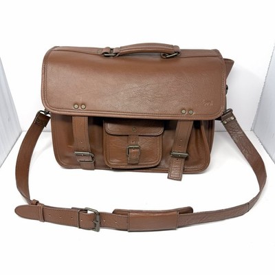 Buffalo Jackson Roosevelt Briefcase Bag Brown Buffalo Leather W/ Strap MSRP $350