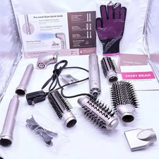 8-In-1 Professional Hot Air Multi Styler Hair Dryer Brush wCase Fast Drying Gold