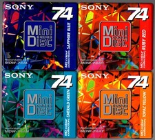  4 Sony MD MiniDiscs Colour Color Collection Mix 74mins Sealed New 4 dif colors