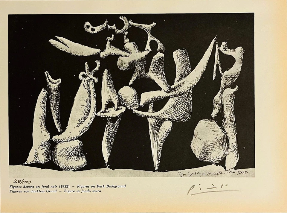 Pablo Picasso 手工签名原版印刷品带真品证明和 3,500 美元评估 — 第 2/4 张图片