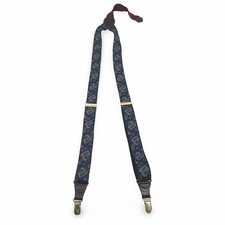 Pelican USA Mens Suspenders Navy Blue Paisley Y-Back Gold Tone Clip On Braces