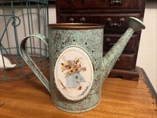 Hallmark MARJOLEIN BASTIN Green Wildflower Metal Watering Can Birdhouse Flowers