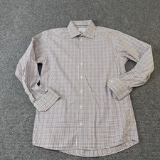 Eton Dress Shirt Mens Large Multicolor Check Slim Fit Button Up Long Sleeve 16.5