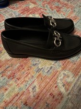 Salvatore Ferragamo Gancini Women's Horsebit Black Leather Loafers Size 7 AA