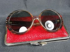 VINTAGE 70s ITALY OVERSIZED TORTOISE LADIES OVAL GLASSES SUNGLASSES  CASE