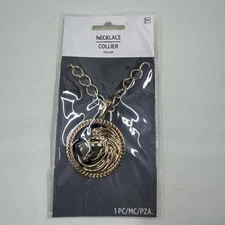 Lion Medallion Necklace 70' Disco Fever Fancy Dress Halloween Costume Accessory