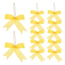 12Pcs 3" Mini Burlap Bows Handmade Bow Knot Decorative Ornament Bow Yellow