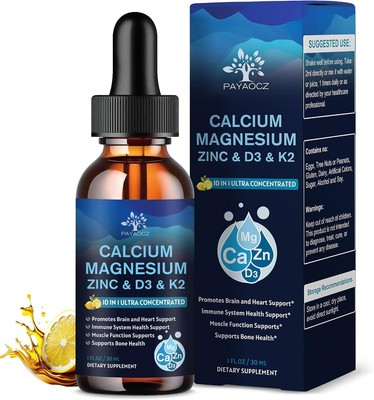 (2 Pack) 10 in 1 Magnesium Calcium Zinc Supplement with Vitamin C D3 K2, Mag Sea