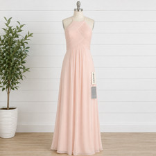LEVKOFF Halter Chiffon A-Line Bridesmaid Gown Size 8 Petal Pink NWT