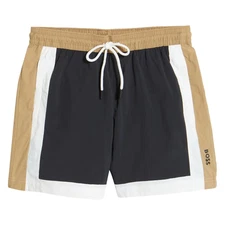 Hugo Boss Mens Remy Standard Length Colorblock Drawstring Swim Trunk Shorts New