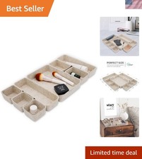 Bandeja organizadora de cajones de escritorio, 8 piezas beige almacenamiento de oficina, minimalista nórdico L...