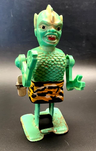 Vintage 1960's 5 3/4" Tin & Plastic Marx Great Garloo Wind-Up Robot Non-Working