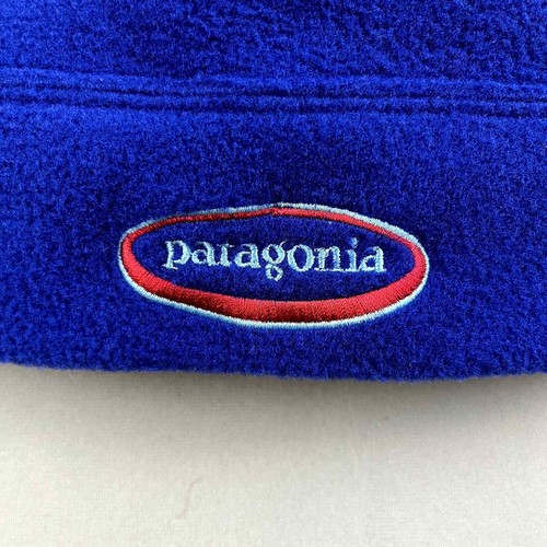 Vintage Patagonia Beanie Hat Youth Large Blue Fleece Hiking Made in USA y2k 2001 - Picture 2 of 7