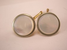 SINGLES 2 9/16" Mother of Pearl Vintage LARGE Formal Groom Tux Studs h19