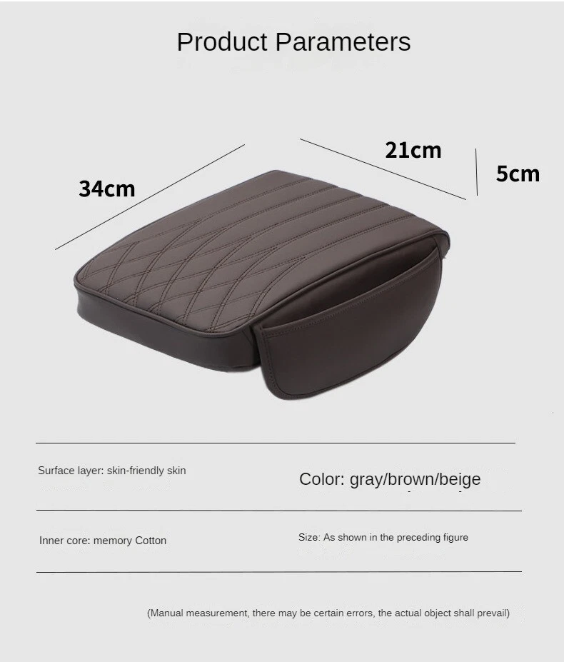 Consola central coche caja almohadilla protectora reposabrazos cojín funda organizador almacenamiento PU Foto 2 de 4