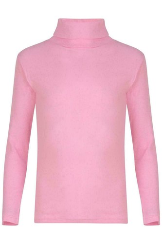 CHILDRENS GIRLS KIDS RIBBED POLO ROLL NECK PLAIN LONGSLEEVE TOP JUMPER 5-13 YEAR - Picture 2 of 9