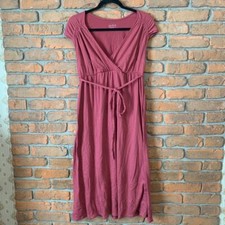 Isabel Maternity Womens Medium Dress Mauve Pink Textured Wrap Cap Sleeve Midi