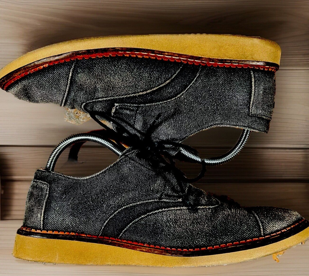TOMS Shoes Mens Size 8.5 Gray Black Faded Canvas Ash Brogue  display picture 2