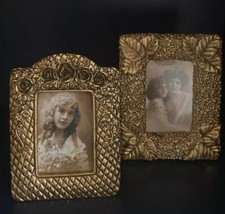 Vtg 2 Picture Frames Gold Gilded Roses Ornate Romantic Classic intricate