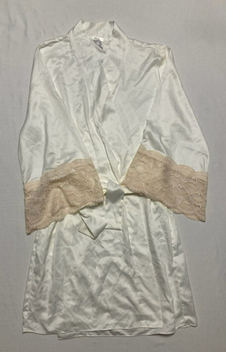 NWD Flora Nikrooz Kit Heart Lace Matte Charmeuse Wrap Robe S - Picture 2 of 6