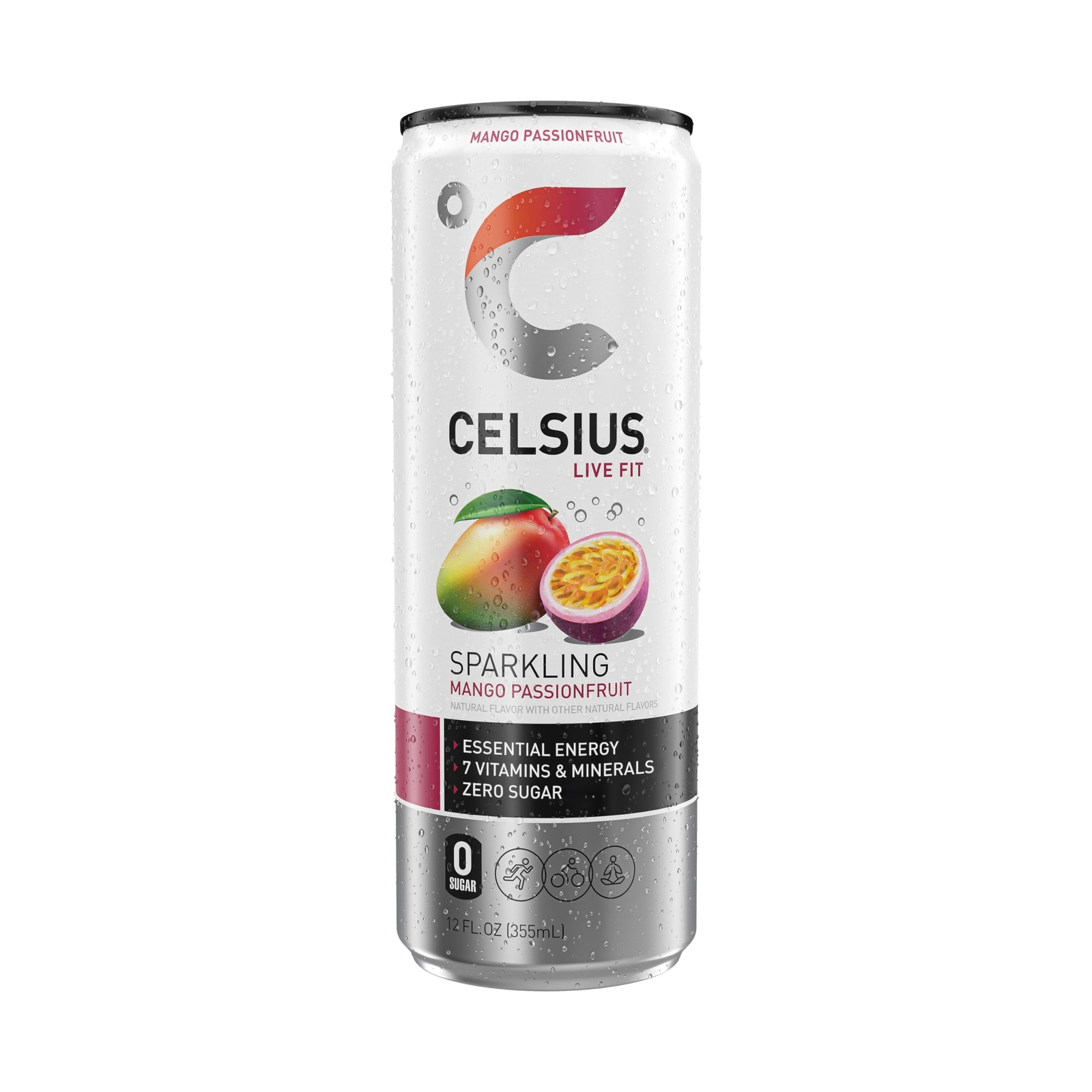 Celsius Sparkling Mango Passionfruit Energy Drink Pack Of 12 No Sugar 200Mg C...