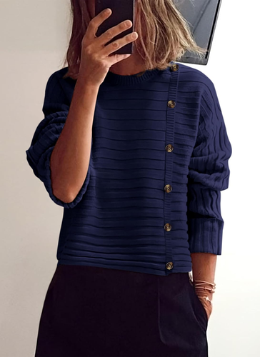 Womens Sweaters Fall 2025 Casual Long Sleeve Crewneck Button Loose Winter Knit P - Picture 2 of 5