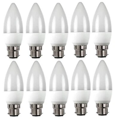 ELLY-DEE 10x LED B22 Candle Light Bulbs 6W Bayonet Warm White 3000k 470lm