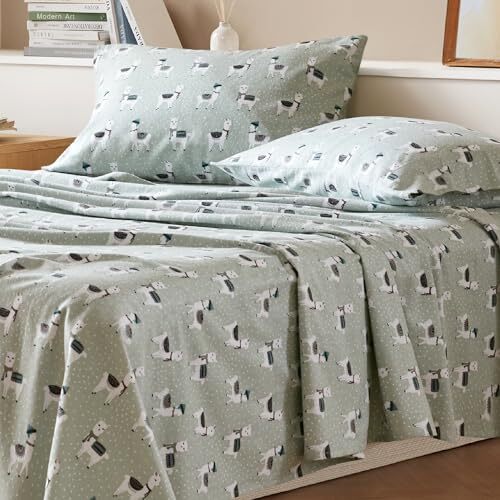 Flannel Sheets Size 4 Pieces Ultra Soft Flannel Sheet Set, Queen Foamy