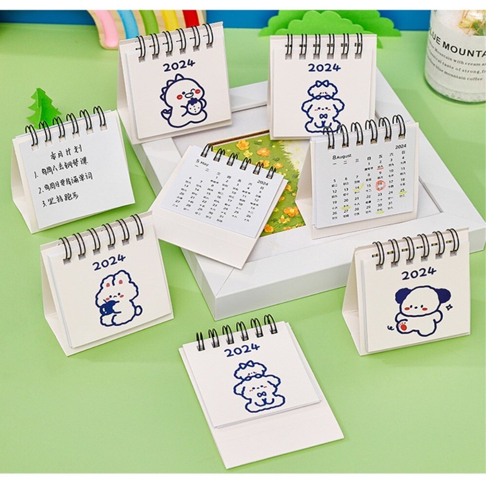 Planner Desk Calendar Daily Schedule 2024 Coil Calendar Cute Calendar