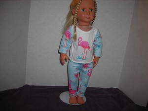 WHITE-BLUE-amp-PINK-FLAMINGO-PAJAMAS-FOR-18-034-DOLLS-amp-AMERICAN-GIRL-DOLLS