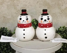 Johanna Parker Snowman Salt & Pepper Shakers - Transpac set of 2 NWT