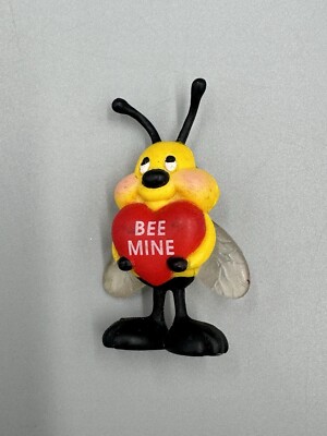 Vintage Bumble Bee Mine Holding Heart Lapel Pin Brooch